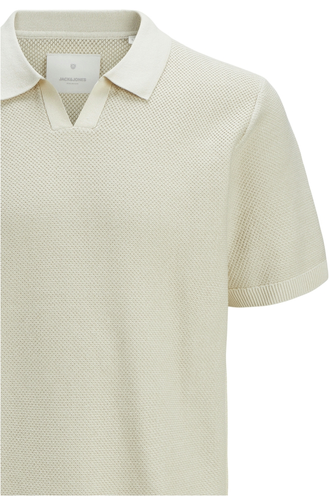 JPRCCEASTON KNIT SPLIT NECK SS SN 12273012 Whitecap Gray